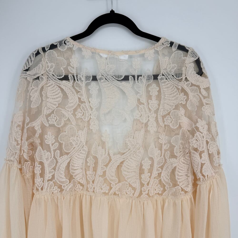Altar’d State Cream Sheer Rosemary Lace Ethereal Tunic Top Womens Medium - Picture 3 of 13